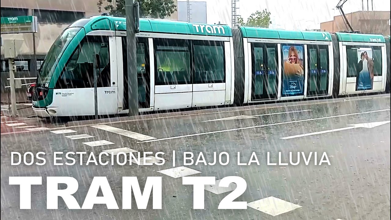 Tranvía línea T2 en Sant Joan Despí. Viajes reales en transporte público.