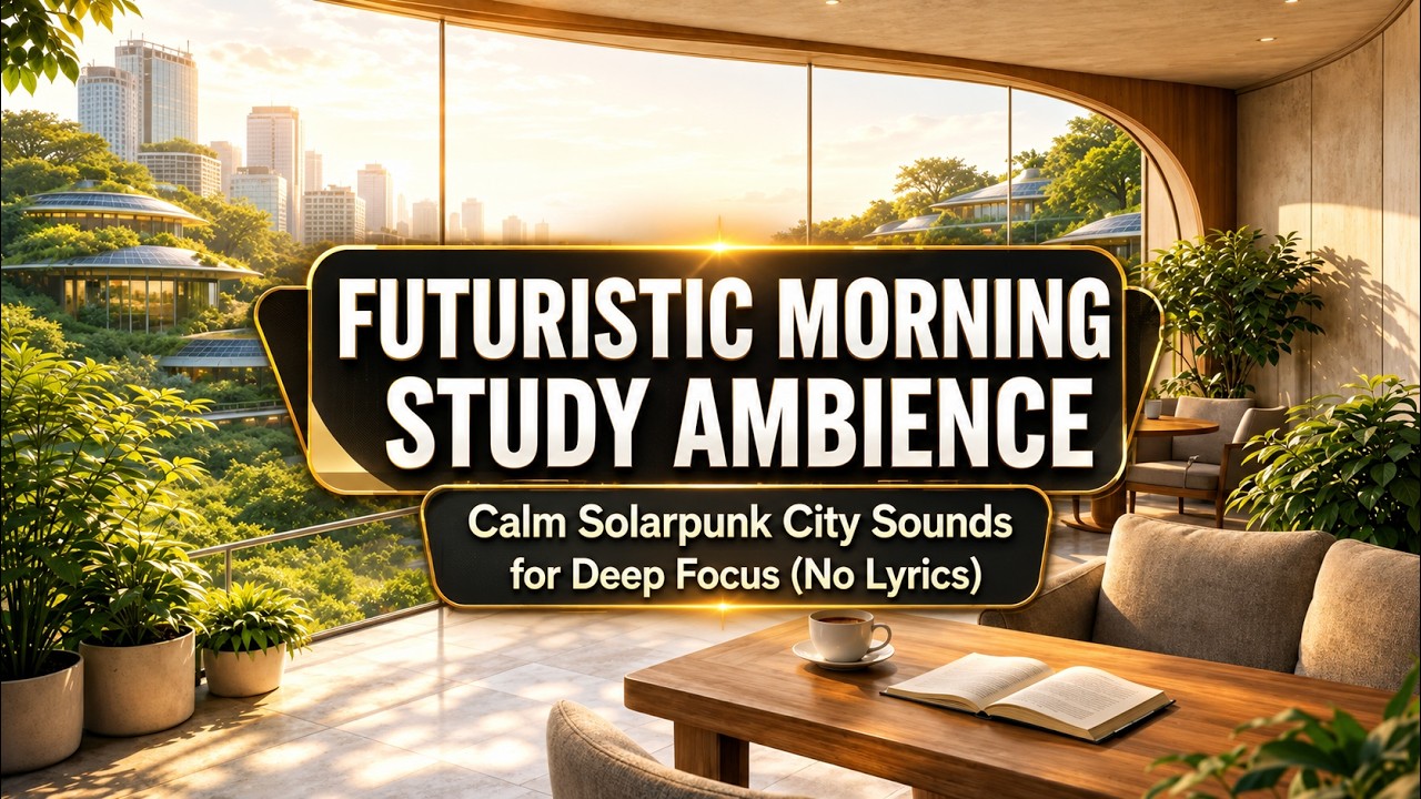 Futuristic Morning Study Ambience | Calm Solarpunk City Sounds for Deep Focus (No Lyrics)