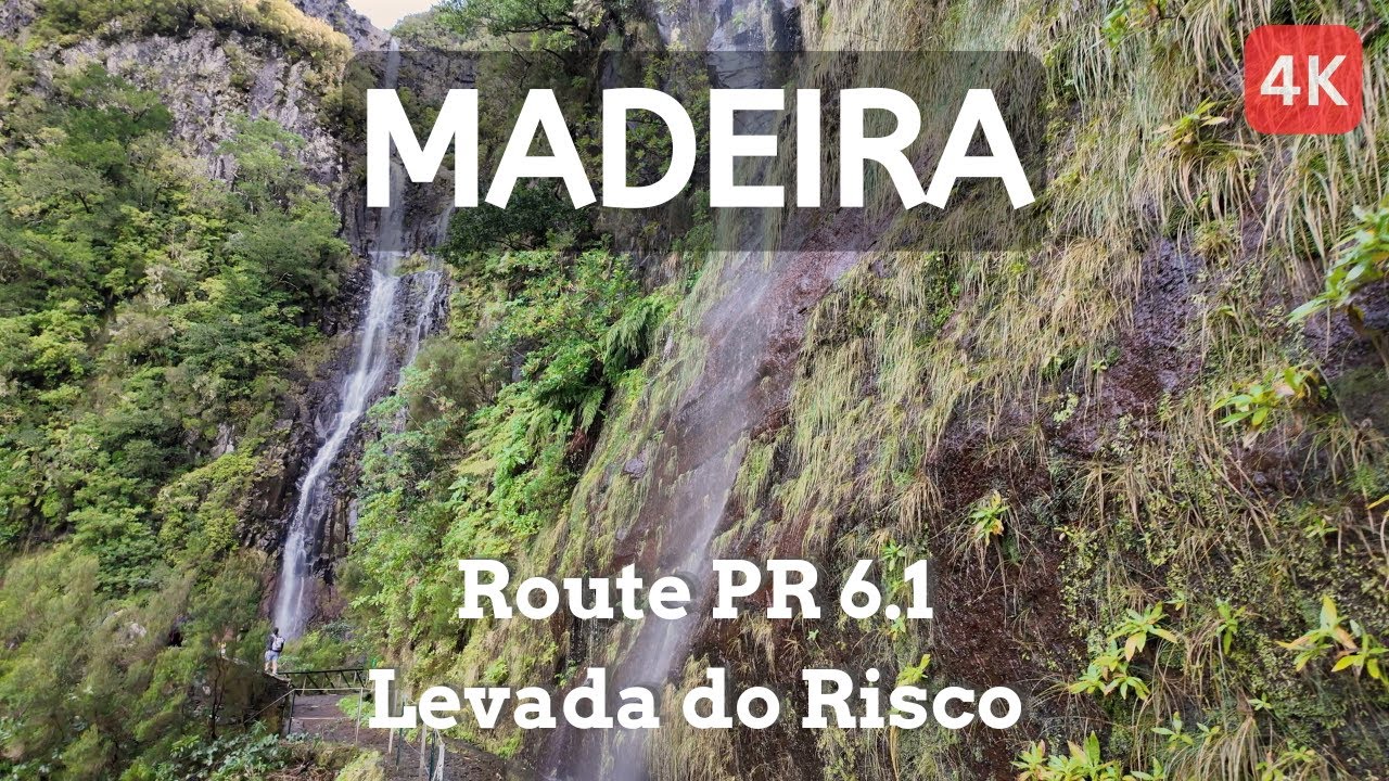 💦🏞️ Epic 'Risco' waterfall after heavy rains on Madeira Island, 4k/60 FPS, final part of the hike