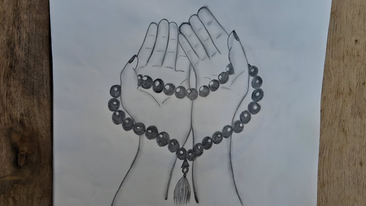 Beautiful Pencil Sketch of Hands Holding Tasbeeh | Realistic Hand Drawing | Shading Art Tutorial