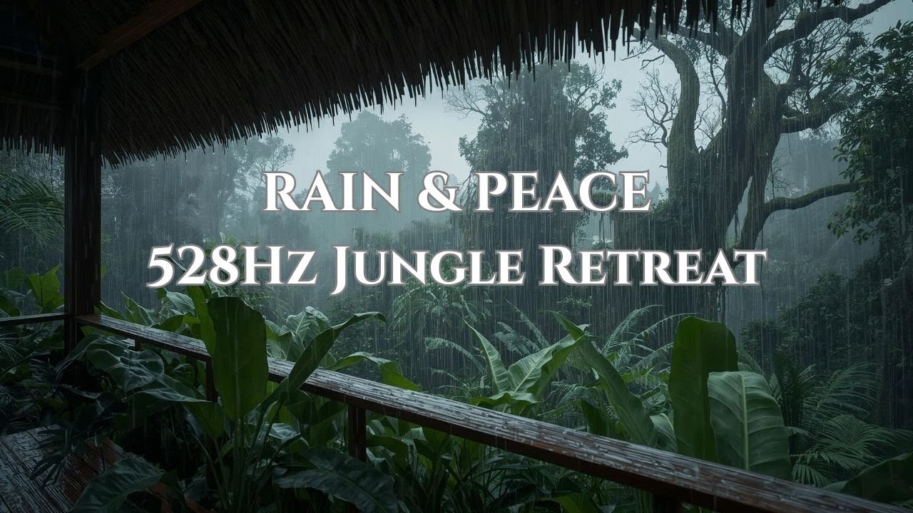 Soft Flute & Piano in a Jungle Cabin 🌧️ Tropical Rain • 528Hz • Deep Calm & Relaxation (LIVE)