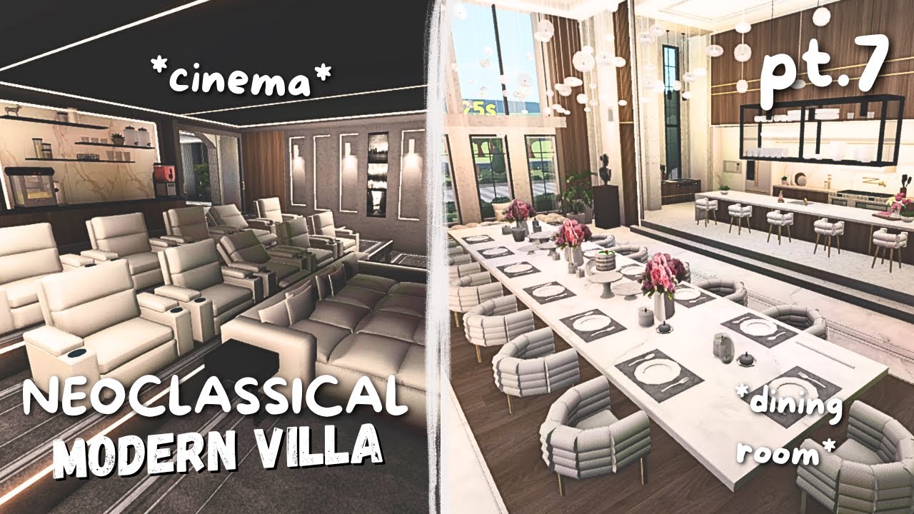 BLOXBURG || Neoclassical Modern Villa + **DECAL CODES **|| Interior speedbuild PT.7