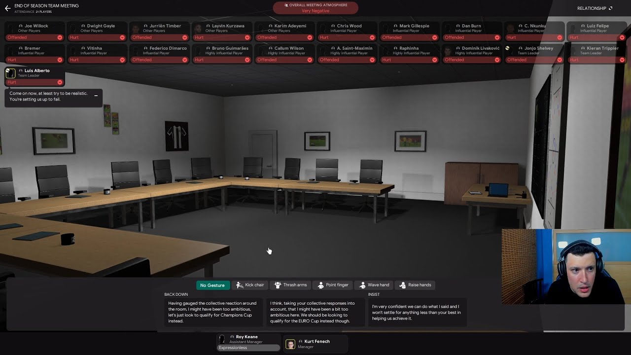 The moment Kurt loses the whole dressing room on Football Manager🤣