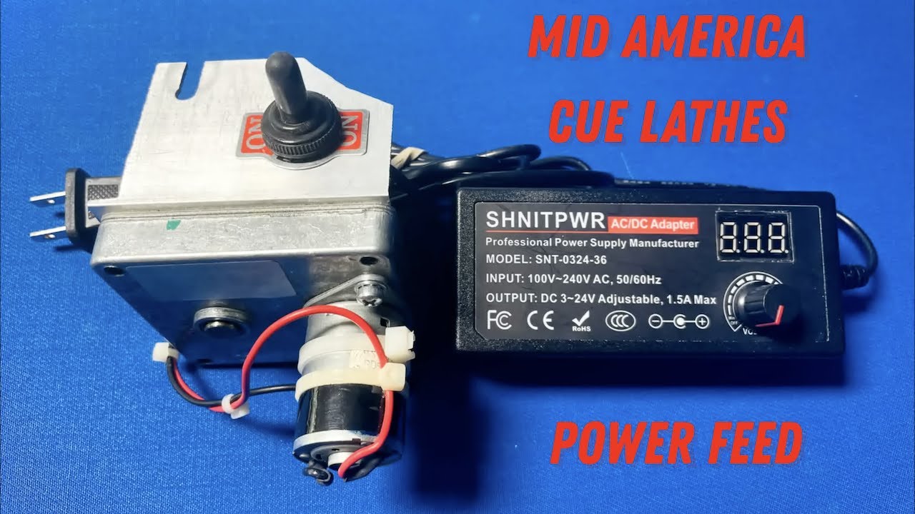 Mid America Cue Lathe Power Feed Review and Demo. Pool Cue Lathe Accessories.