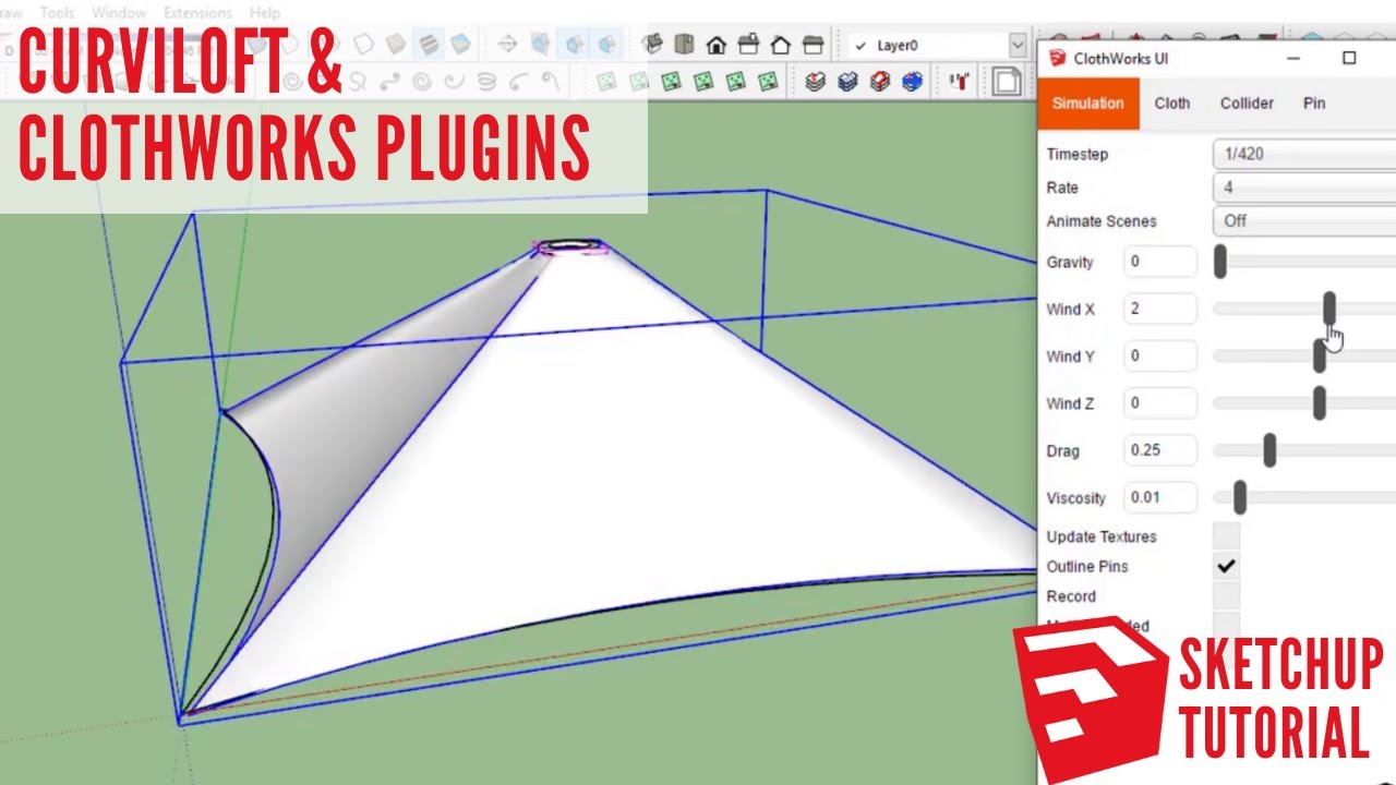 How to use Curviloft & Clothworks in Sketchup to make a Tensile structure
