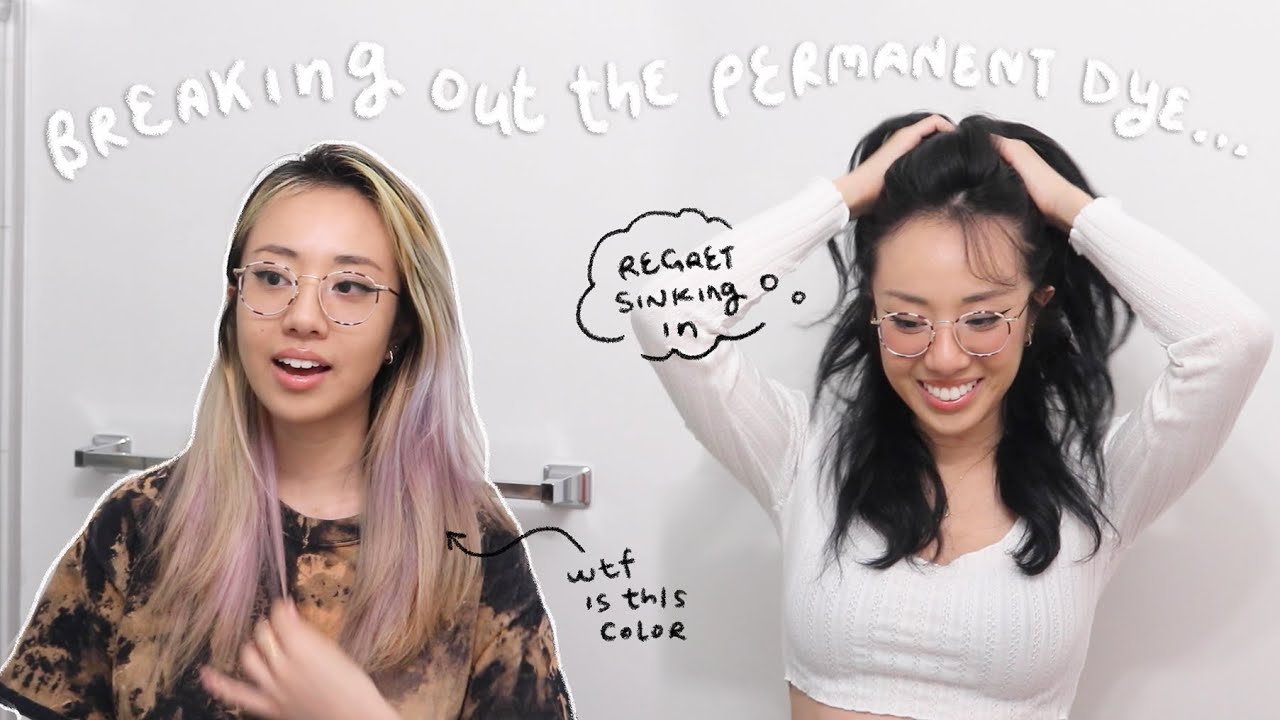 finally dyeing my bleached hair back to black | blonde to black transformation