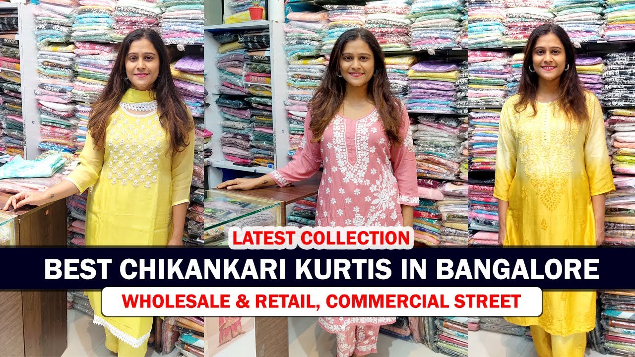 BEST CHIKANKARI KURTIS IN BANGALORE | WHOLESALE & RETAIL | NEW COLLECTION