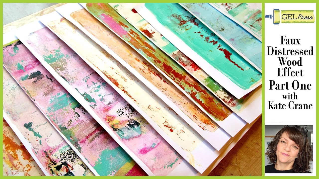 Gel Press Faux Distressed Wood Part 1 by Kate Crane