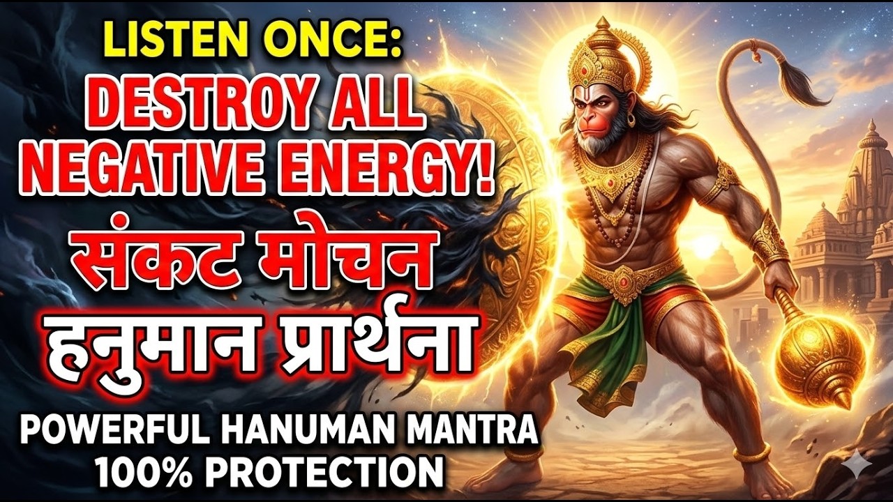 LISTEN ONCE: Destroy All Negative Energy! संकट मोचन हनुमान प्रार्थना | Powerful Hanuman Ji  Mantra