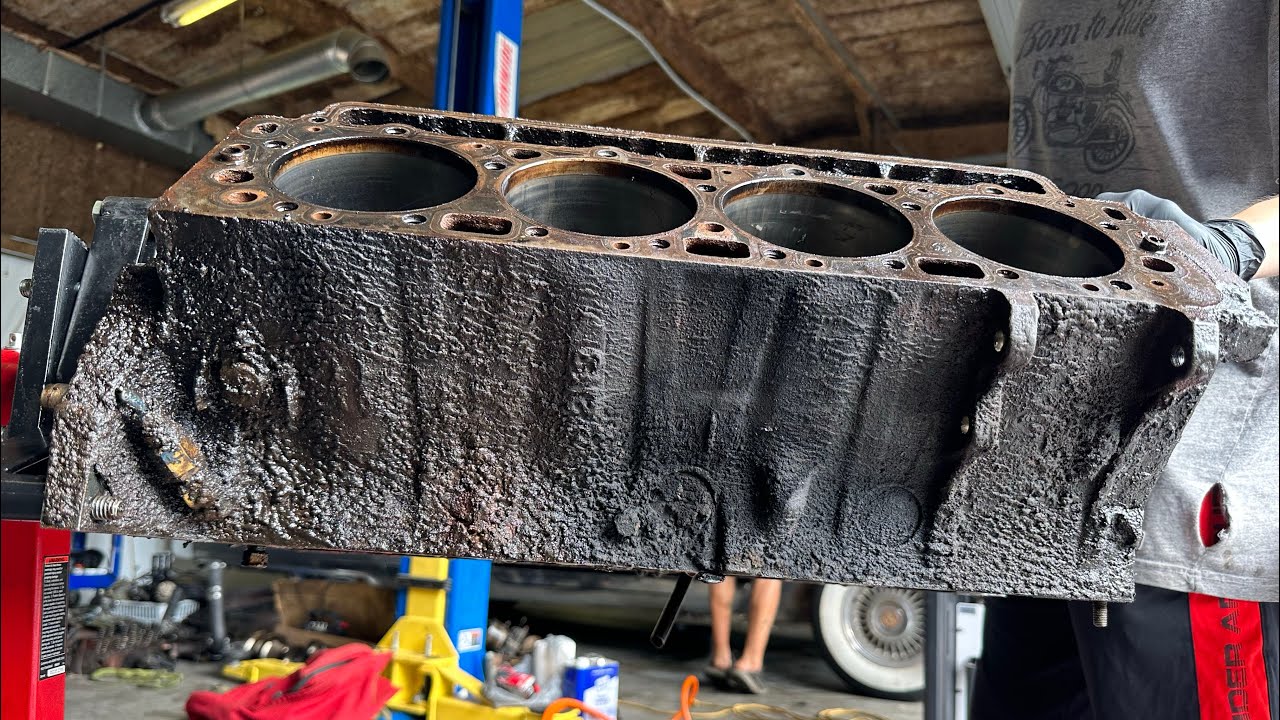 Laser cleaning a 1958 Cadillac 365 engine block