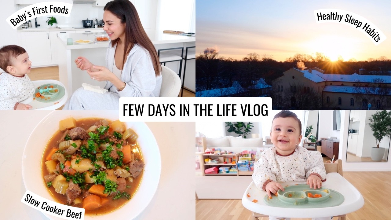 VLOG | Baby Starts Solids, Slow Cooker Beef Stew & Healthy Sleep Habits | Annie Jaffrey