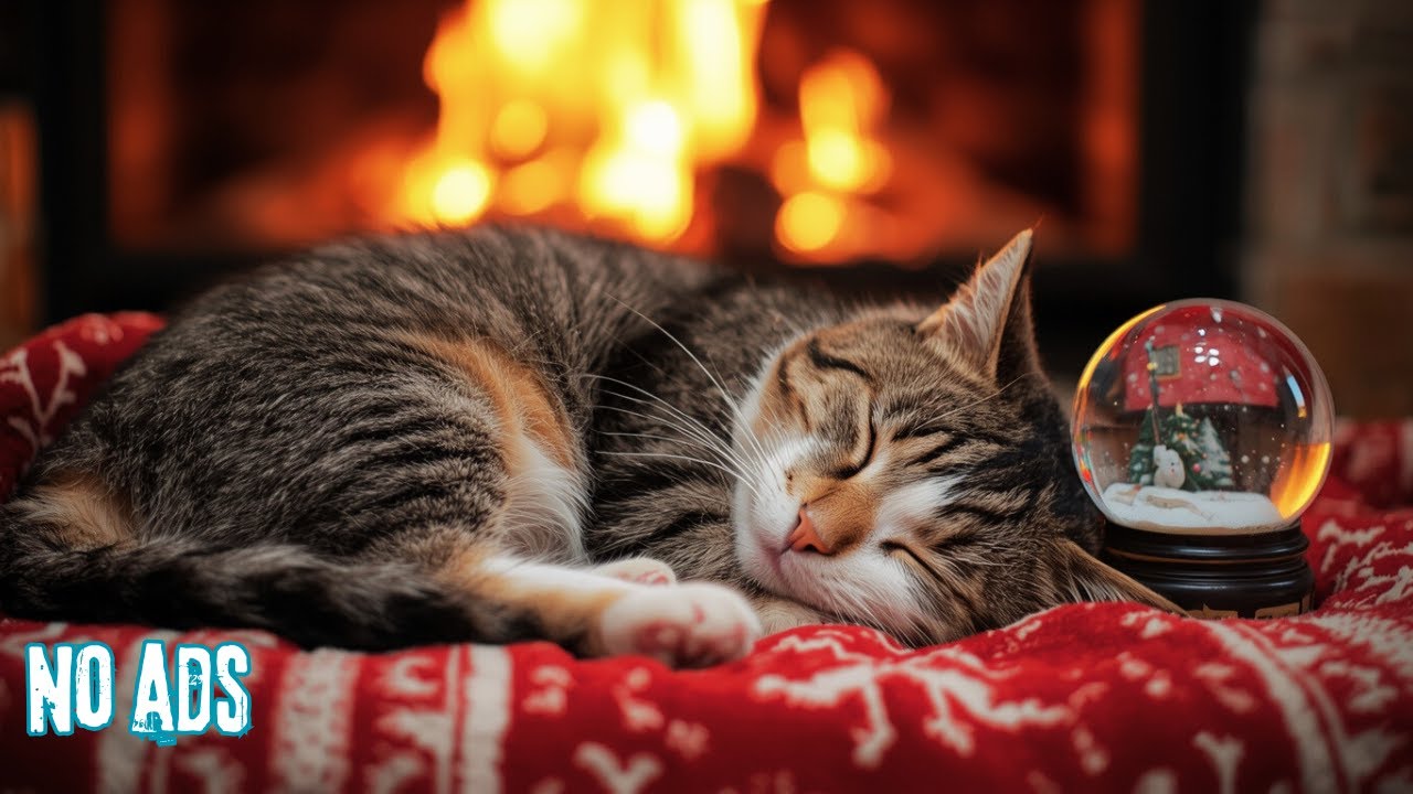 Calming Music for Cats ✨ Music for Cats 😻 cozy fireplace warmth reduces stress and sleep