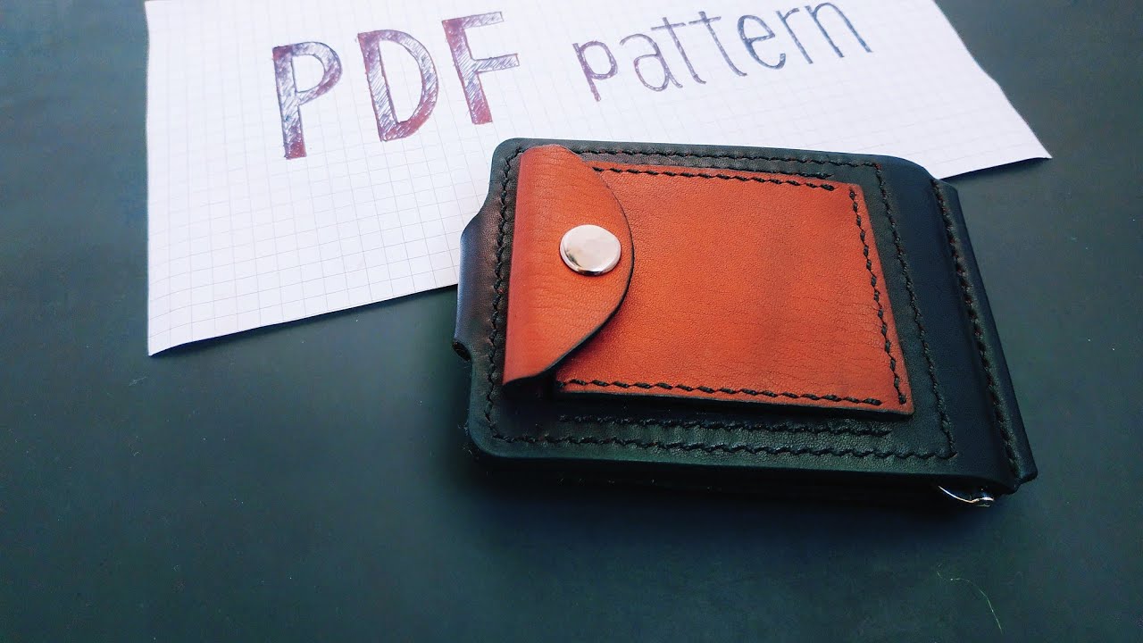 Зажим для денег с монетницей. Выкройка PDF. Money clip with a coin box. Pattern PDF.