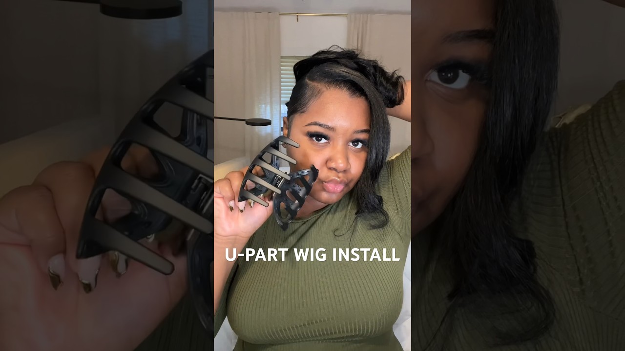 NO GLUE!! USING U-PART WIG INSTALL | NATURAL LEAVE OUT #hairstyle #upartwig #shorts