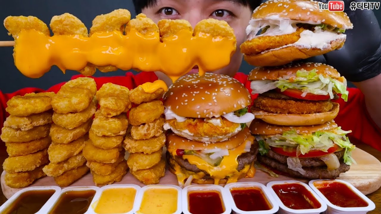 ASMR McDonald's NEW BURGER & NUGGET & 맥도날드 신상 허니 크림치즈 상하이버거 & 맥너겟