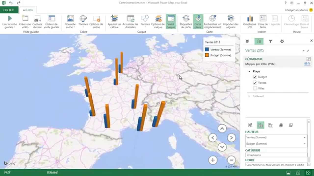 Excel 2013 - Afficher vos données sur une carte interactive grâce à l'outil PowerMap