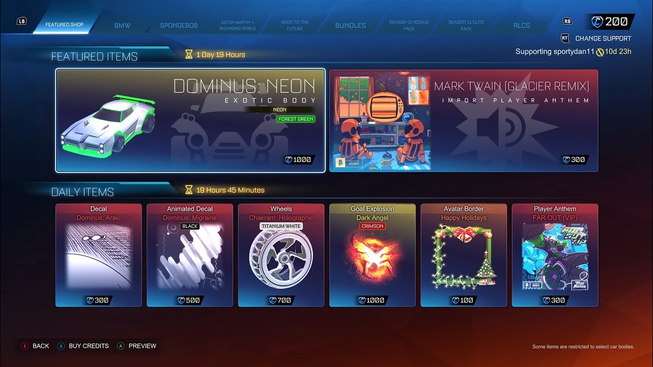 Rocket League item shop 12/28/25