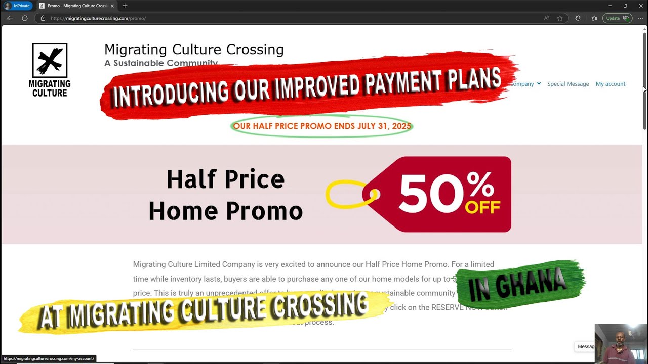 We Are Happy To Announce Our Improved Payment Plans at Migrating Culture Crossing in Ghana