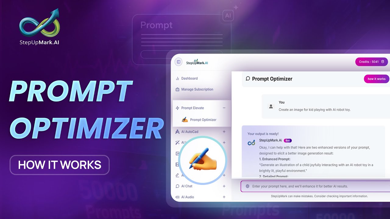 How Prompt Optimizer Works in StepUpMark.ai | Write Perfect AI Prompts in Seconds