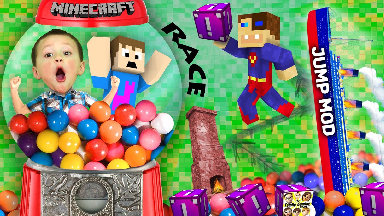 Мальчик в ловушке в Gumball машину! Minecraft Fantasia повезло блок гонки + прыжок от стены мод