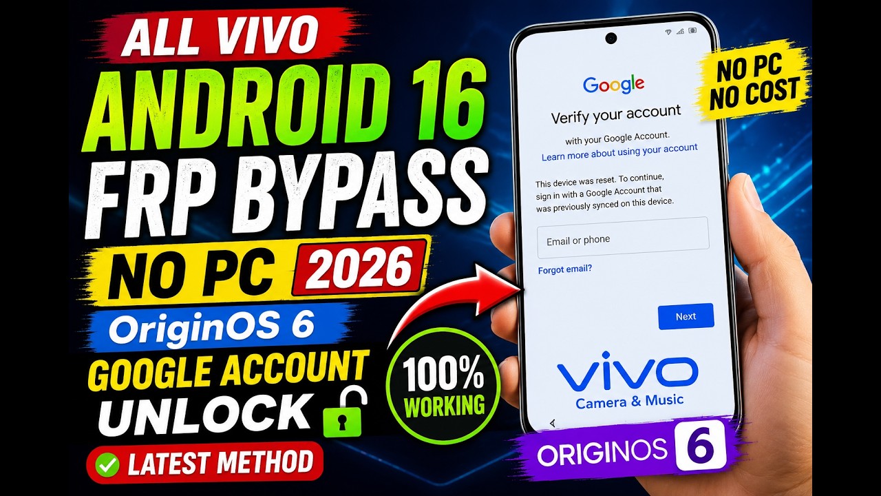 All Vivo Android 16 FRP Bypass No PC (2026) | OriginOS Google Account Unlock Latest Method