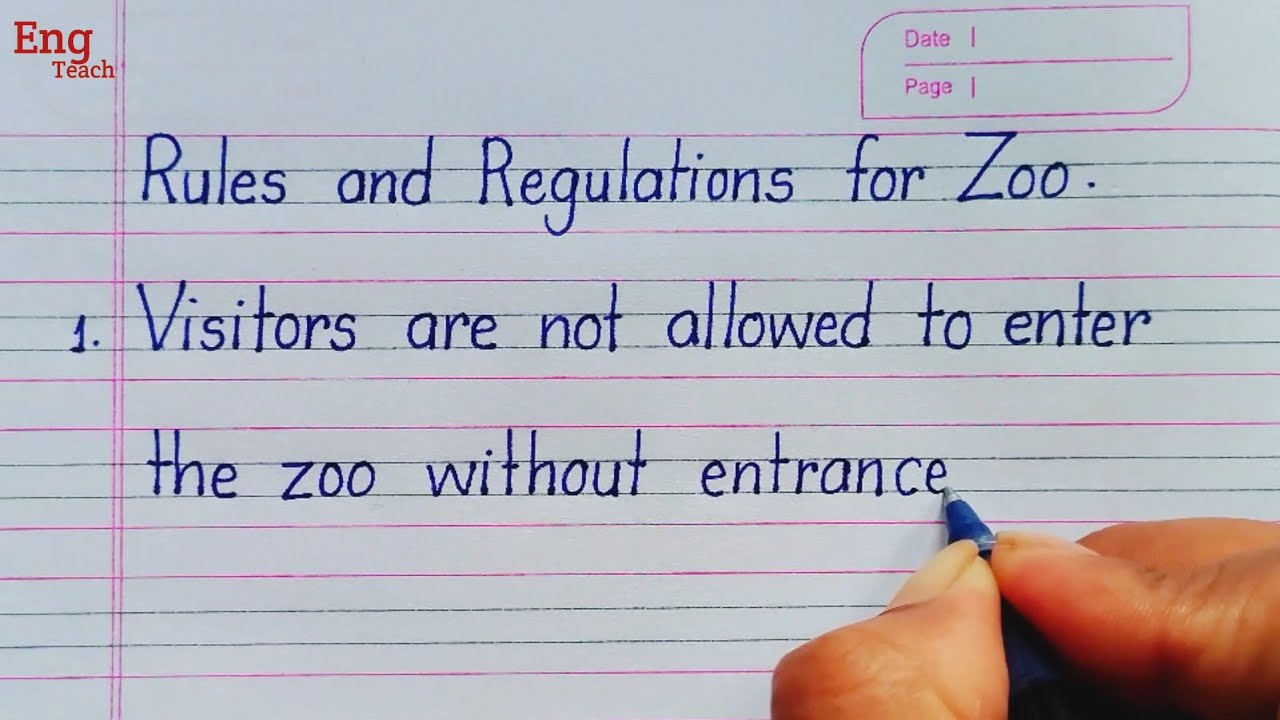 Rules and regulations for Zoo | Rules and regulations Writing | handwriting | writing | Eng Teach