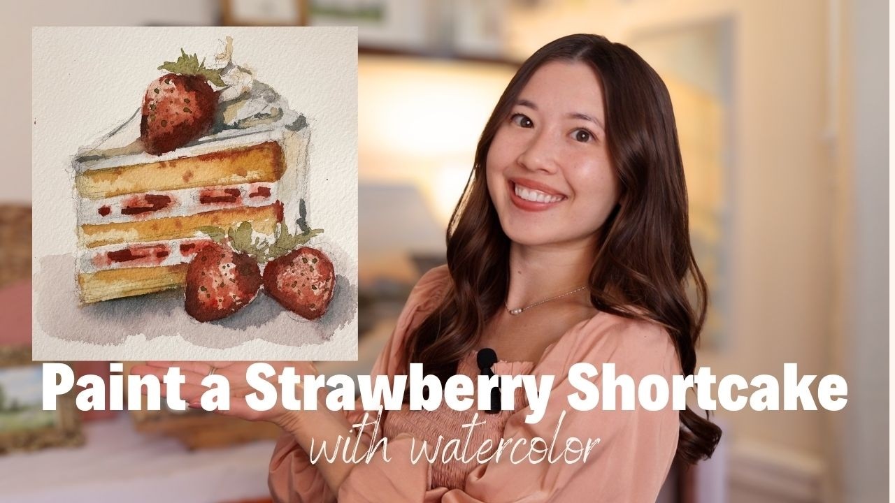 Let's paint a strawberry shortcake with watercolor