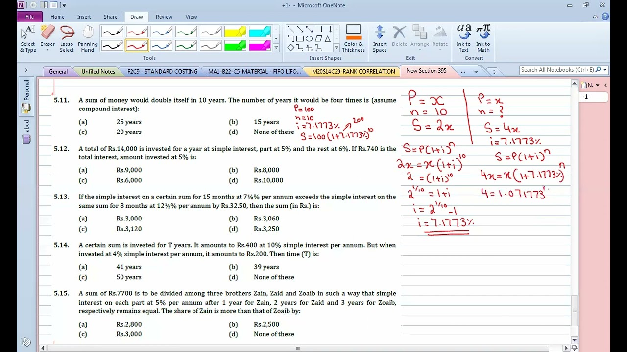 Financial mathematics part 4 7sep22 mcqs 5 11 and 5 12