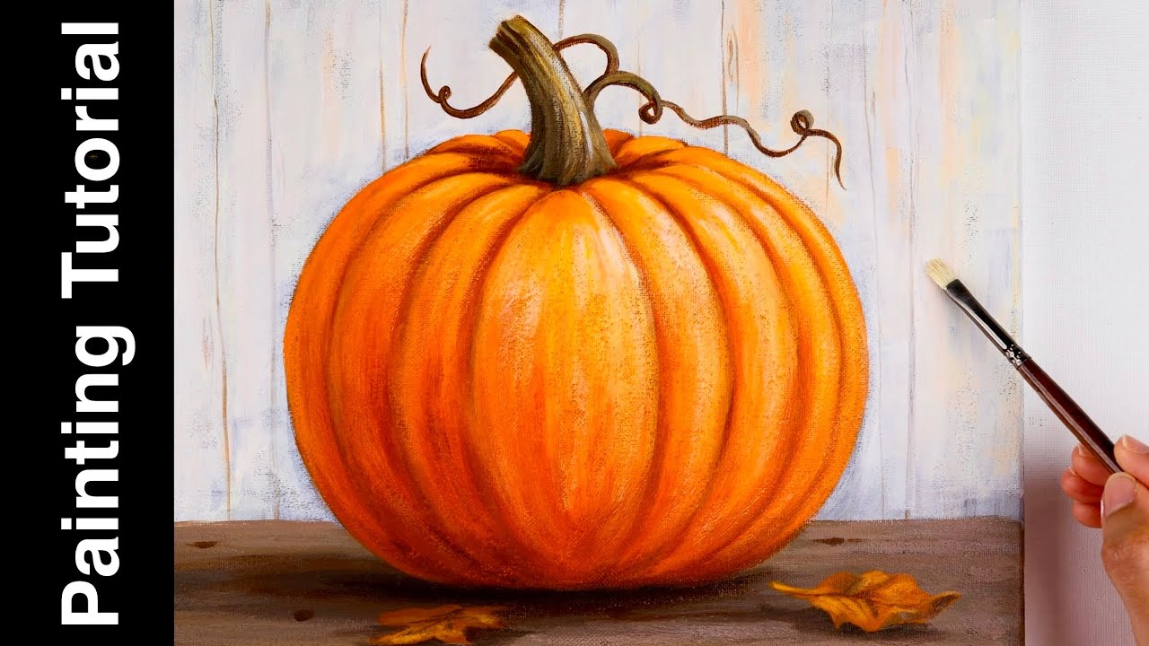 How to paint a Pumpkin with acrylic paint; Pumpkin painting tutorial