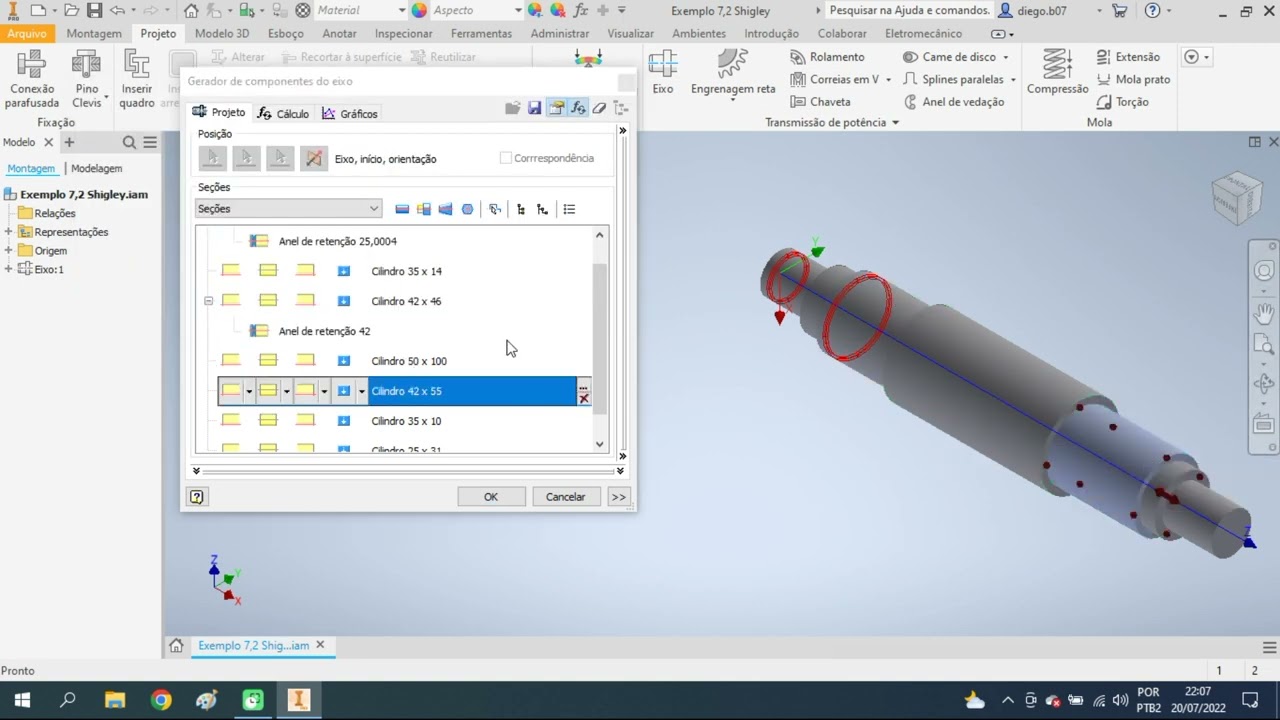 Dimensionamento de Eixos no Inventor