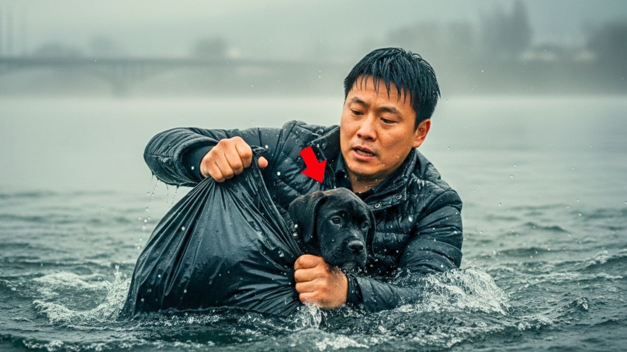 CACHORRO CANE CORSO ES ARROJADO AL RÍO PARA MORIR Y UN HOMBRE HACE ALGO INCREÍBLE