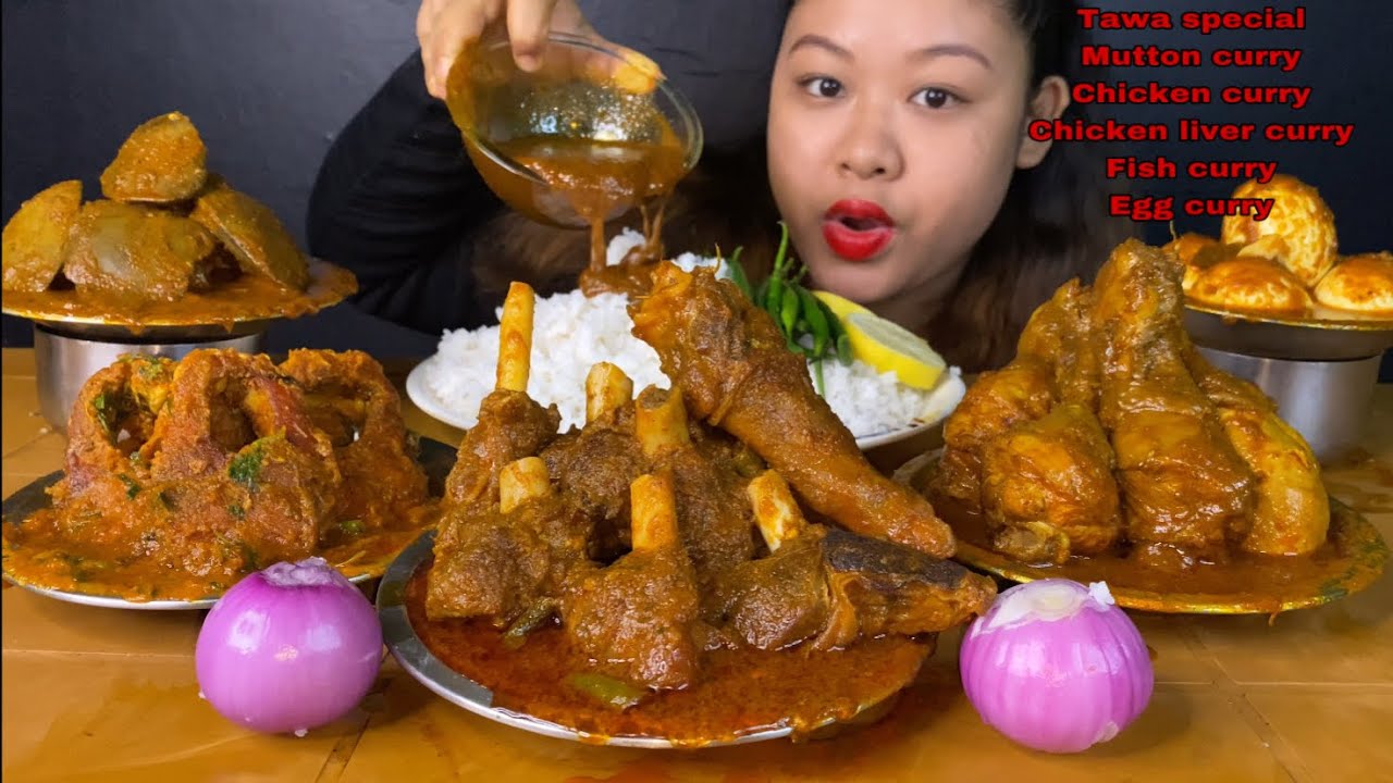 ‘TAWA SPECIAL’ RED MUTTON CURRY, CHICKEN CURRY, CHICKEN LIVER CURRY, FISH CURRY, EGG  CURRY MUKBANG