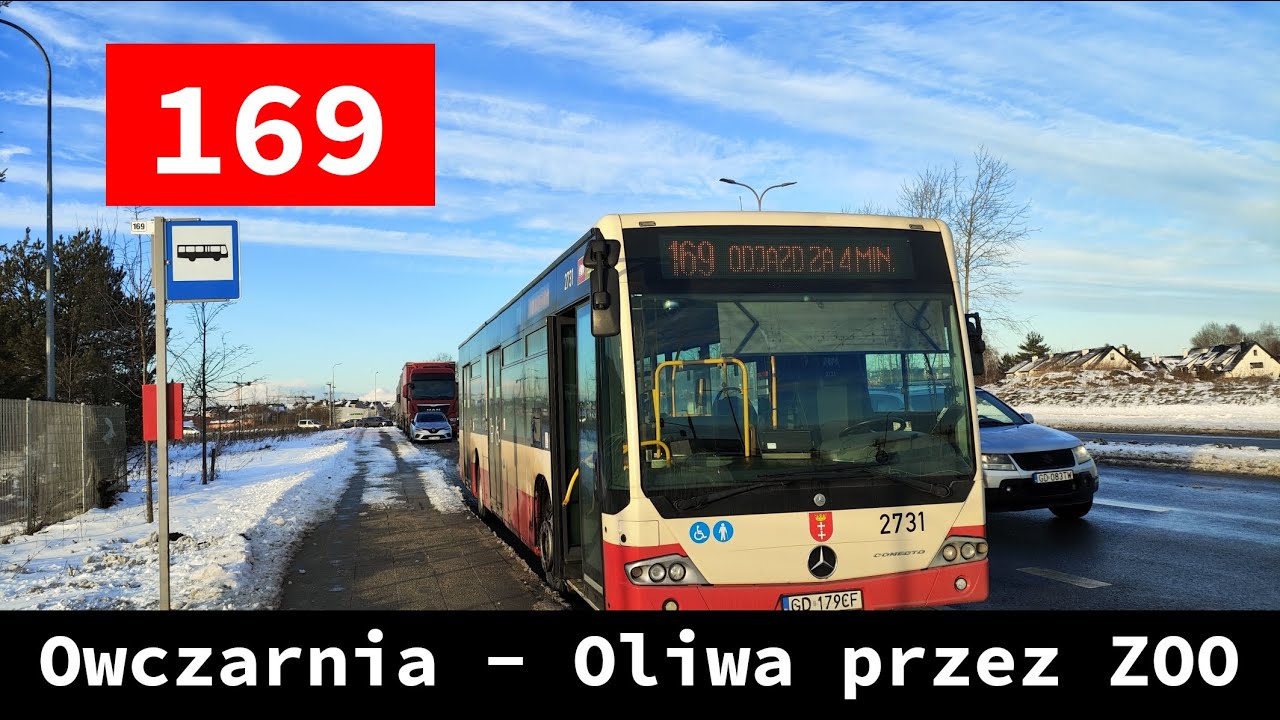 Gdańsk, autobusowa linia 169 z Owczarni do Oliwy przez ZOO (2024-01-18)