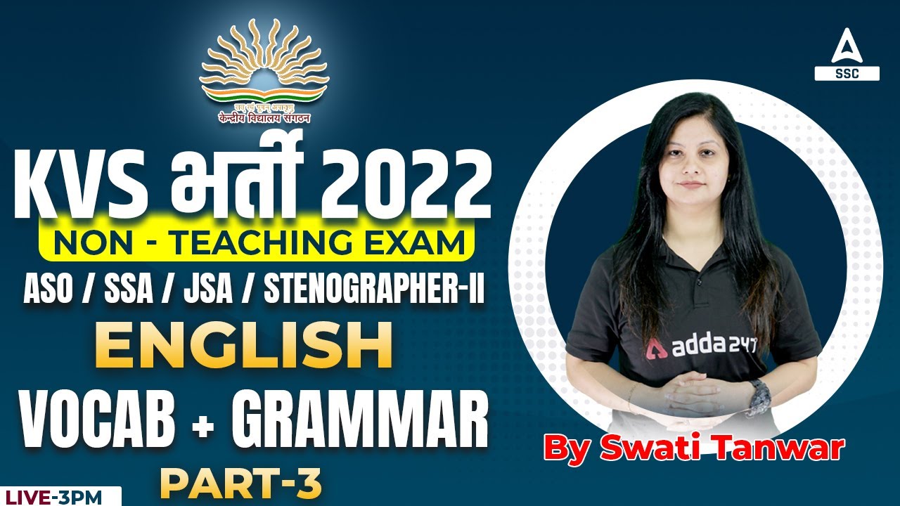 KVS Recruitment 2022 Non Teaching Staff | KVS English | vocab + grammar day 3