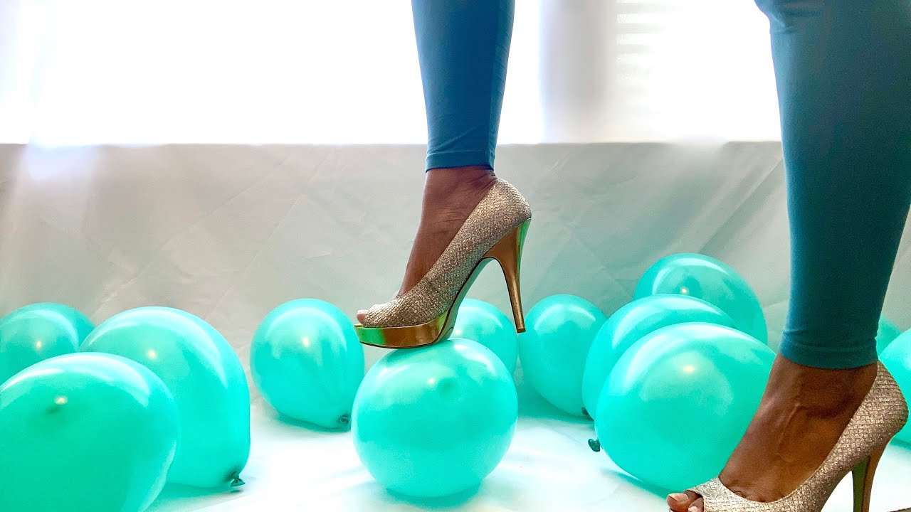 ASMR Balloon Popping with Heels and Nails Balloon Tapping