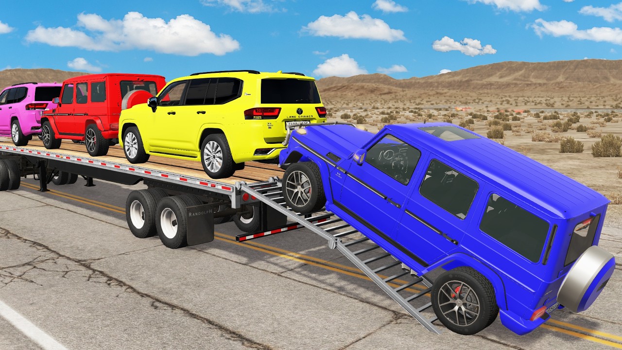 Flatbed Truck Mcqueen | Transportation with Truck - Pothole vs Car #14 - BeamNG.Drive