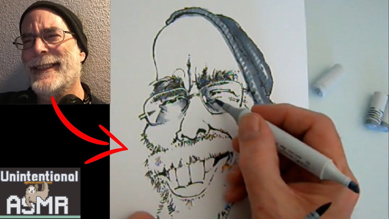 Unintentional ASMR | Soft Spoken Artist Draws Himself (deep, calm voice)