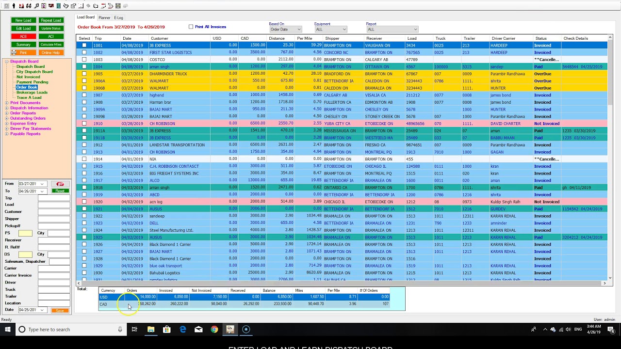 ADD LOAD & LEARN DISPATCH BOARD