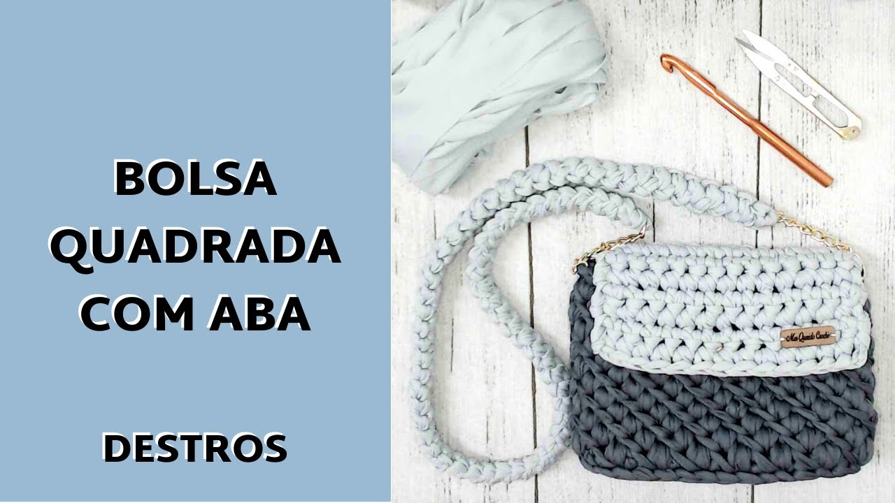 Bolsa de fio de malha - Quadrada com aba (crochet purse)