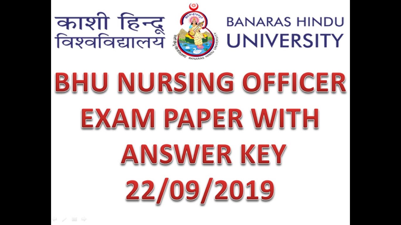 BHU nursing officer exam paper with answer key 22/09/2019