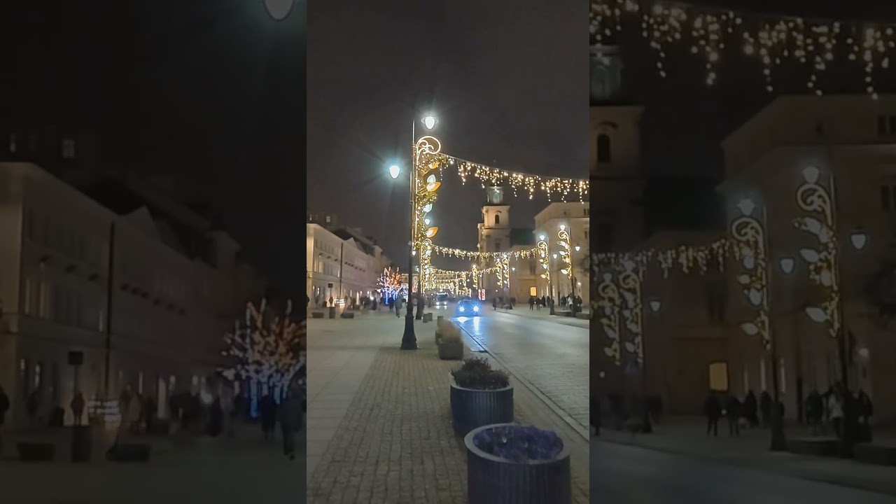 Warszawa, 🇵🇱. Polska. Walk, Illumination in Warsaw, Royal Route Walk. #Shorts