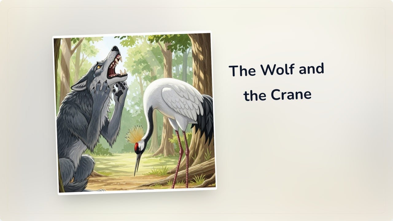 ✨ Bedtime Story: The Wolf and the Crane — A Gentle Fable About Wisdom and Caution ✨