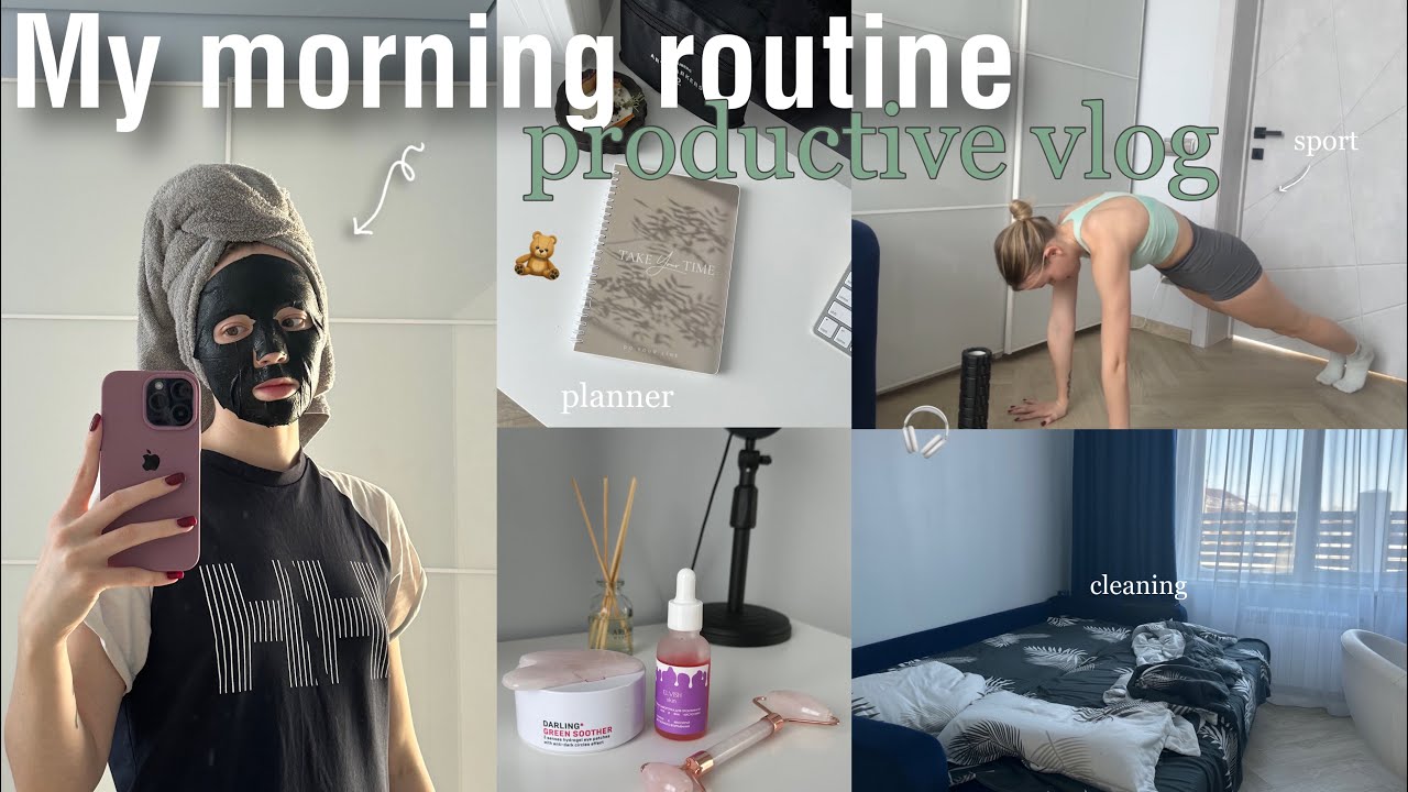 MORNING ROUTINE 🎀 | мое утро, уход за лицом и волосами, уборка *cleaning*, sport, planner
