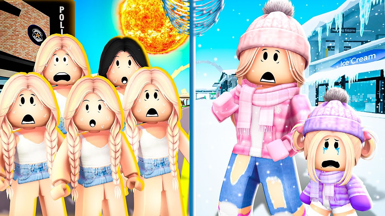 MUR PODZIELIŁ NASZĄ RODZINĘ na LATO vs ZIMA na BROOKHAVEN w ROBLOX! ☀️❄️