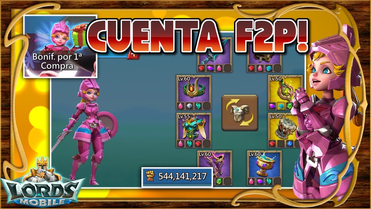 Lords Mobile ES - Reaccionado a una cuenta F2P de 544M de poder! 1.8M de gemas y 11B de recursos!
