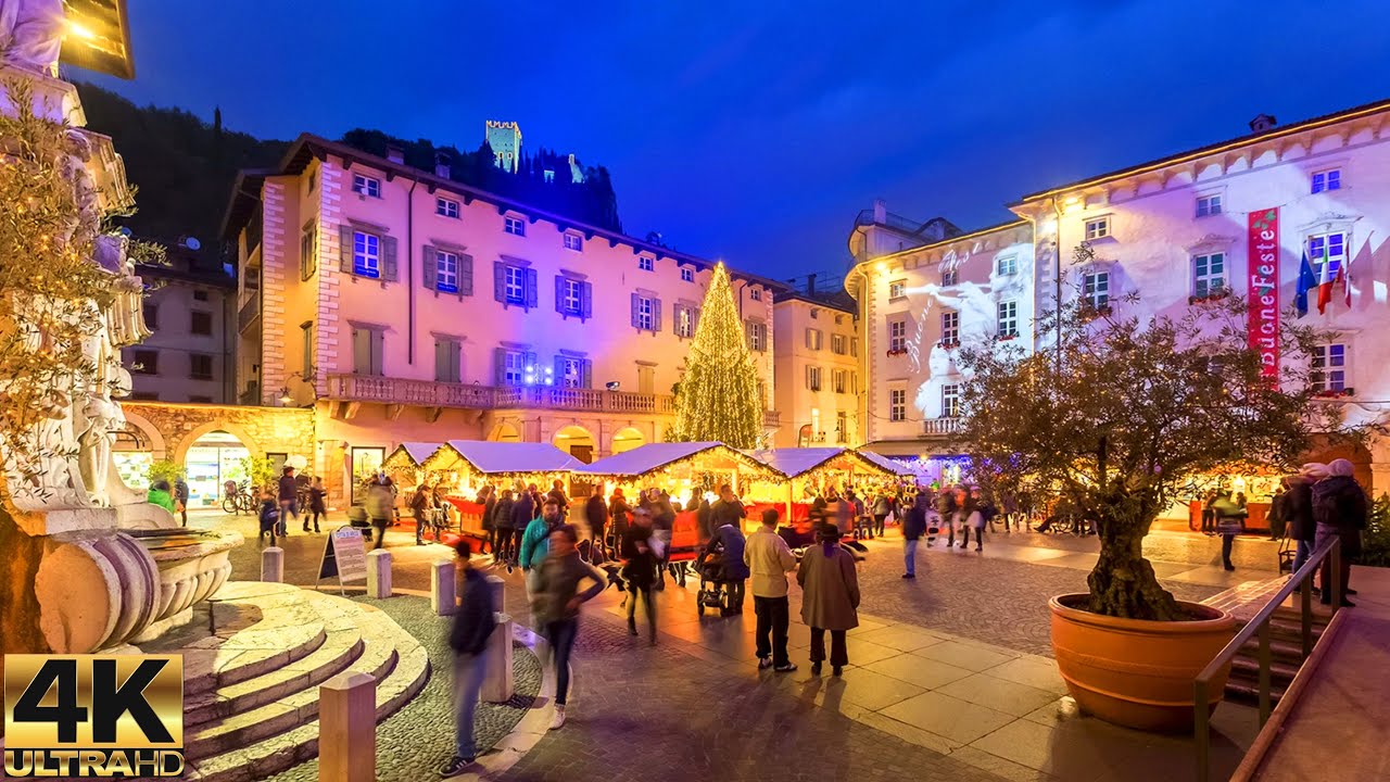 Lake Garda Most Beautiful Christmas Markets - Arco Walking Tour 4k  UHD. Christmas Season 2024