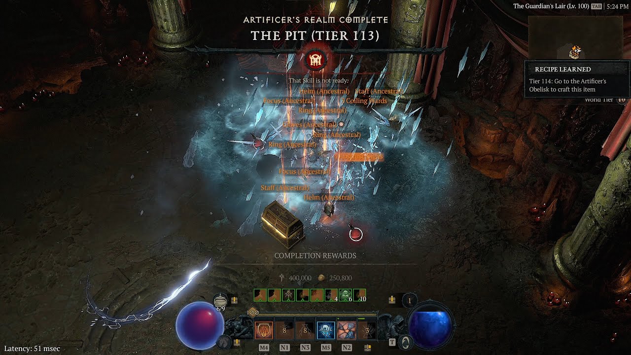 Diablo 4 Season 4 Blizzard Sorcerer Clear Tier 113 Pit - 14:45 (not immortal) (prepatch)