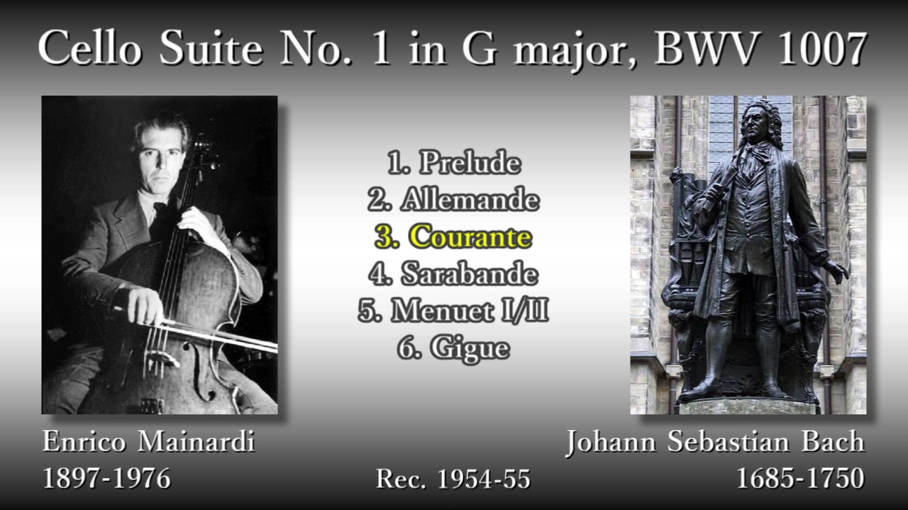 Bach: Cello Suite No. 1, Mainardi (1954-55) バッハ 無伴奏チェロ組曲第1番 マイナルディ
