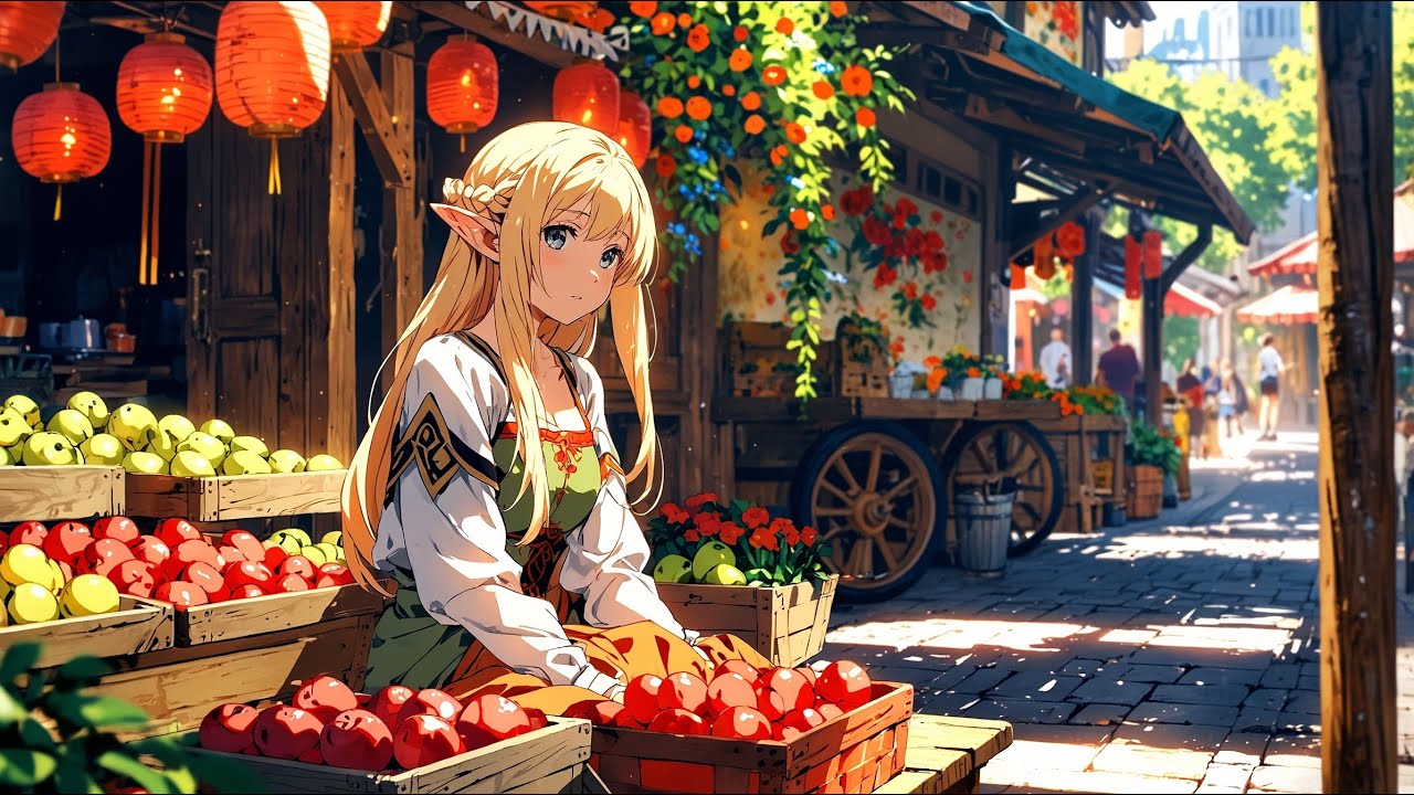 🍎 Village Market and Gentle Smiles ~ Healing Fantasy Folk Music 🎶 Peaceful Vibes 🌸