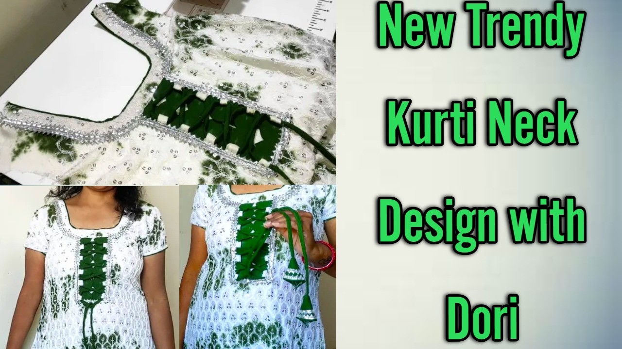 New stylish kurti neck with Criss Cross Dori and scallop design cutting and stitching full tutorial